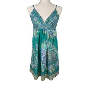 VTG Oscar De La Renta Babydoll Slip Dress Women's Small Turquoise Designer Fairy